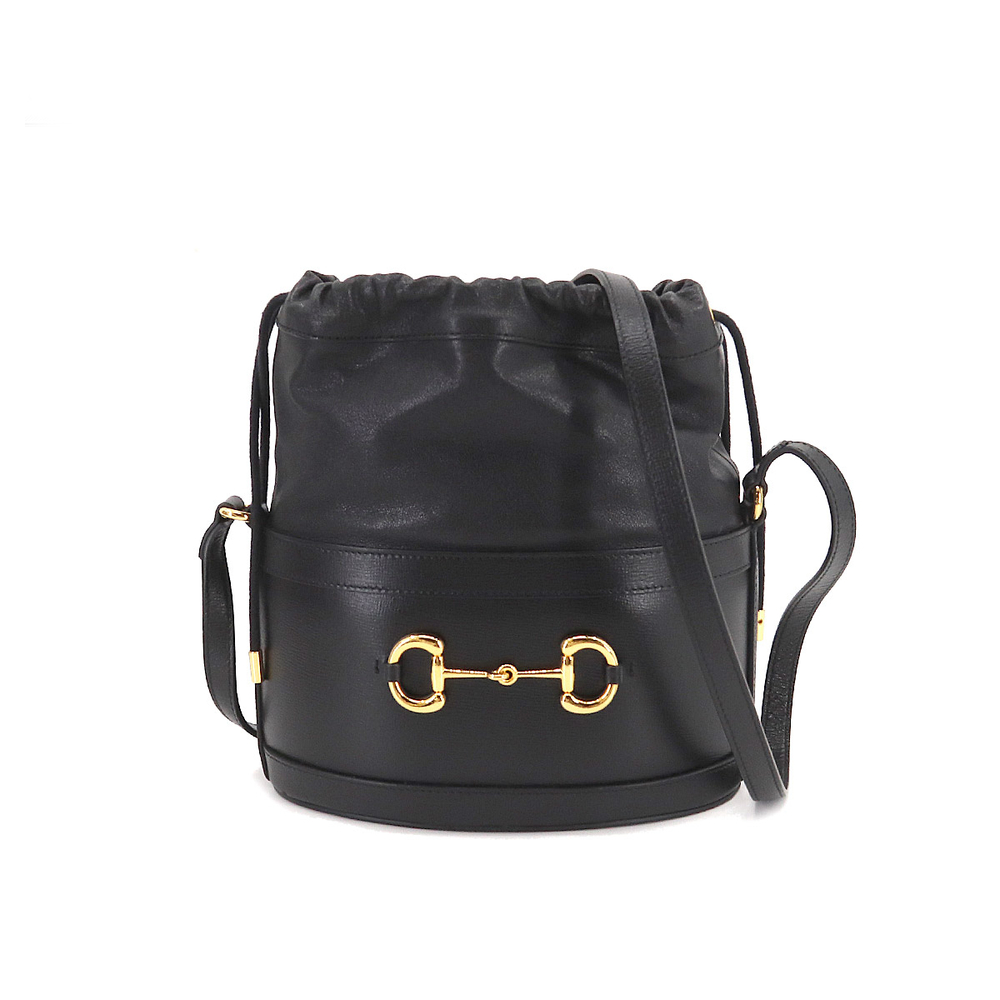 Gucci Horsebit 1995 Bucket Bag Shoulder Leather Black